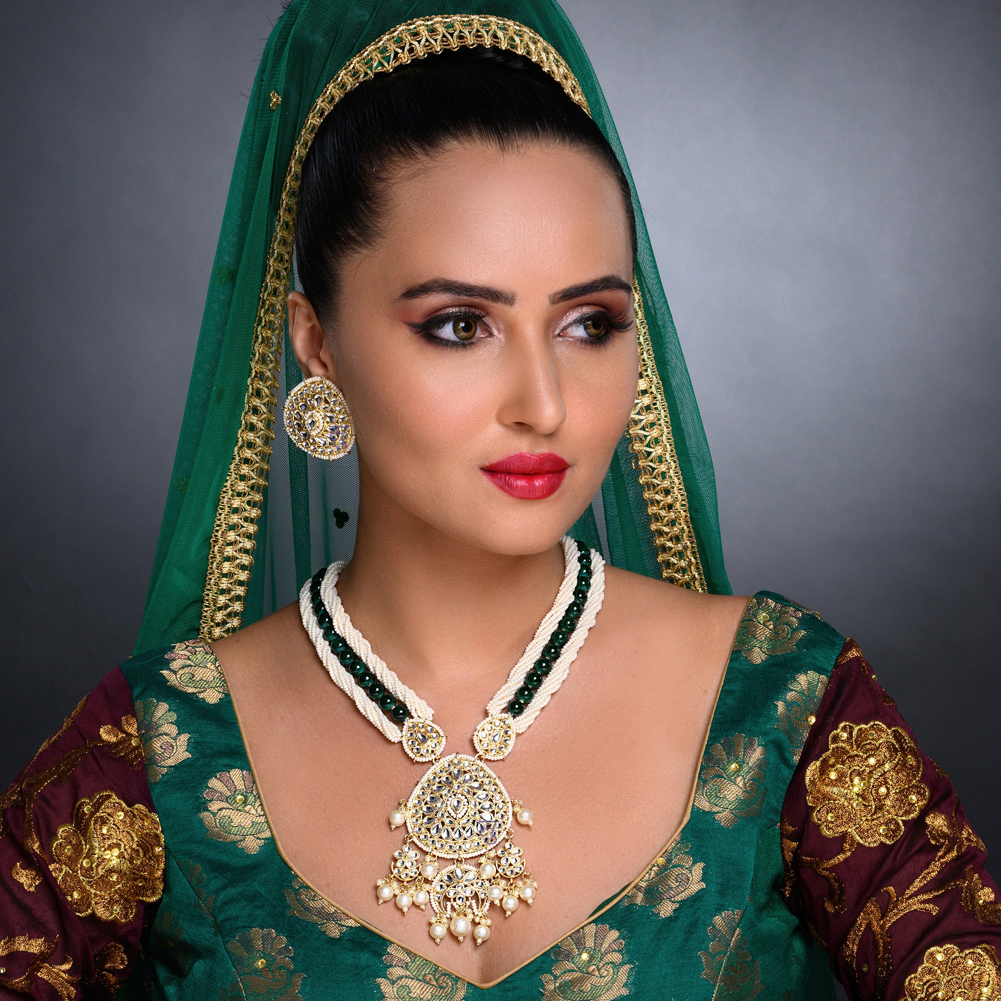 Sukkhi Pretty Kundan Gold Plated Pearl Long Haram Necklace Set Worn By Karisma Kapoor