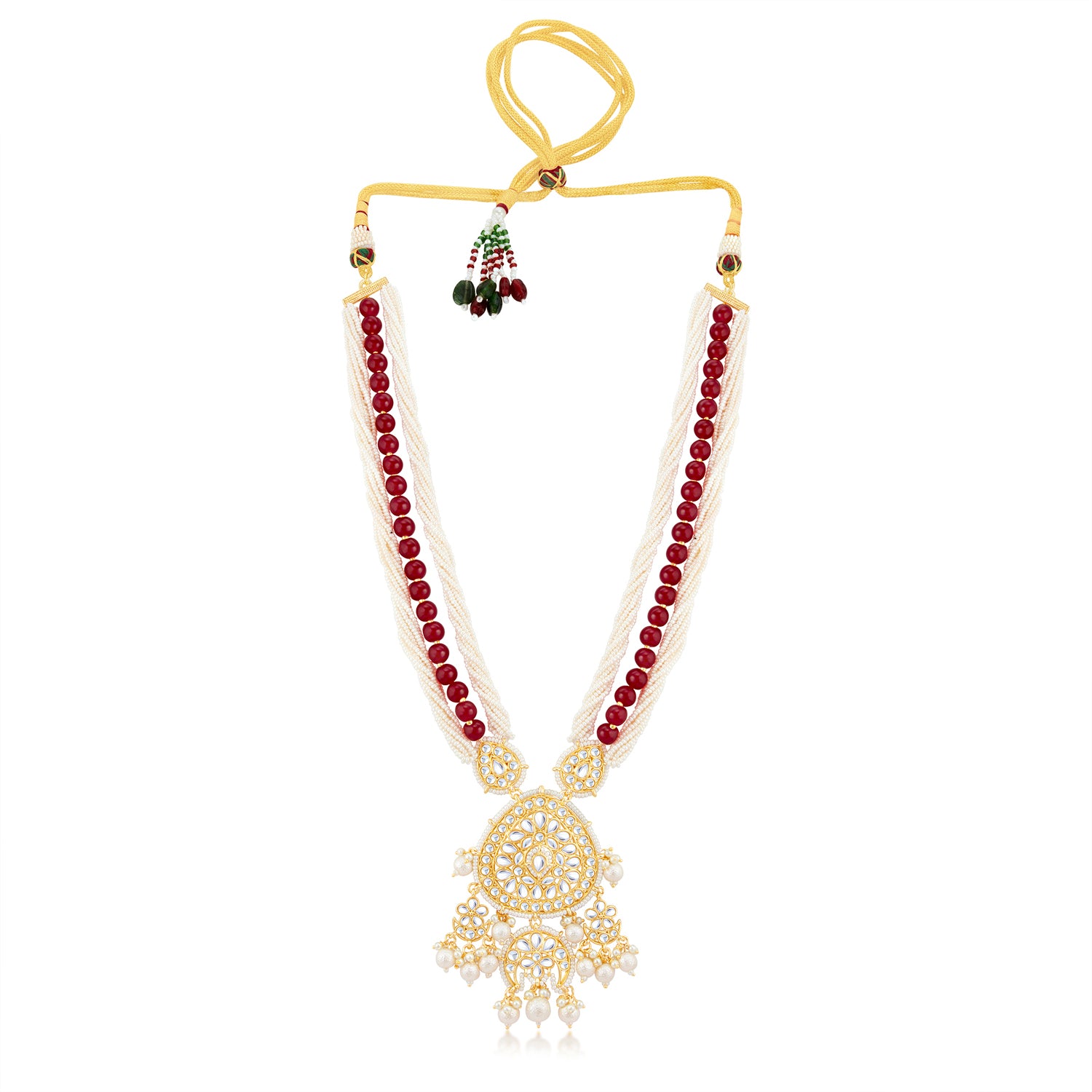 Sukkhi Excellent Kundan Gold Plated Pearl Long Haram Necklace Set Worn By Karisma Kapoor