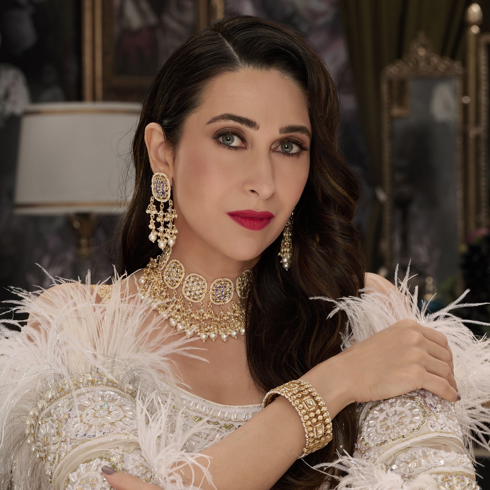 Sukkhi Sensational Kundan Gold Plated Pearl Choker Necklace Set Worn By Karisma Kapoor