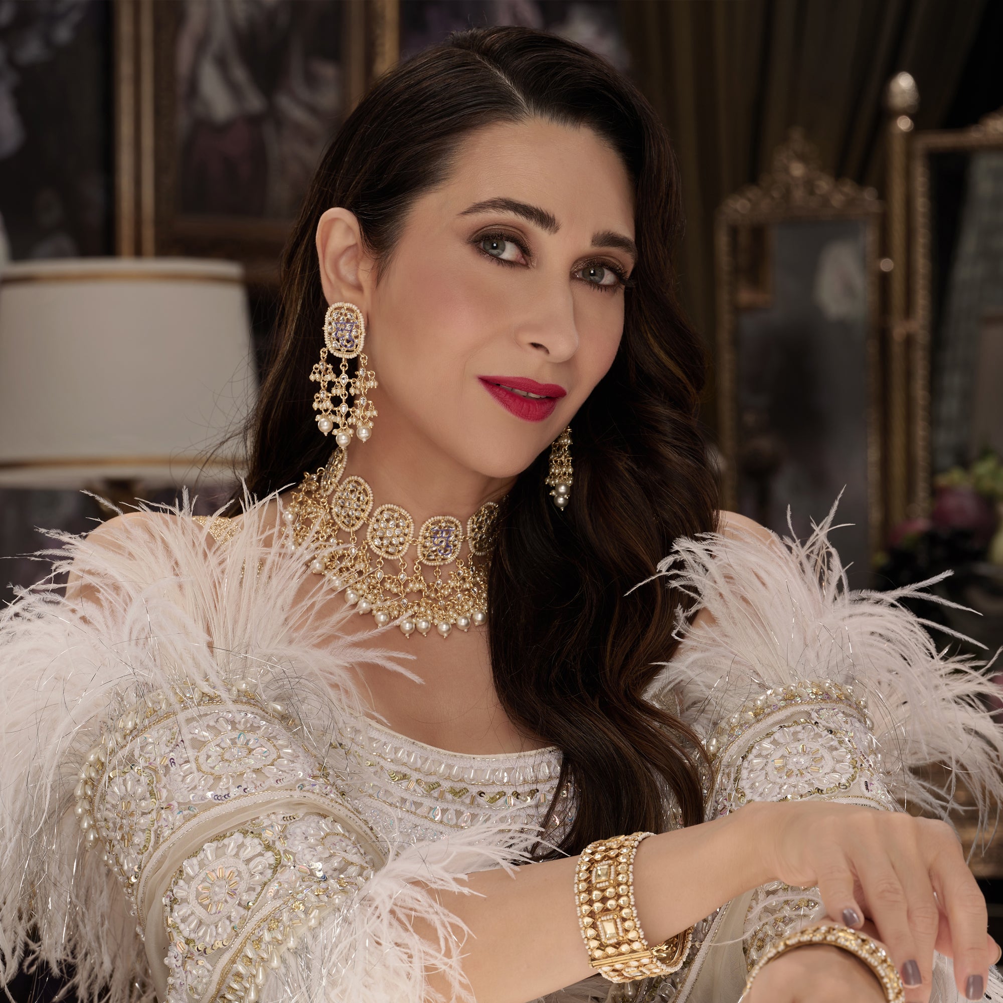 Sukkhi Sensational Kundan Gold Plated Pearl Choker Necklace Set Worn By Karisma Kapoor