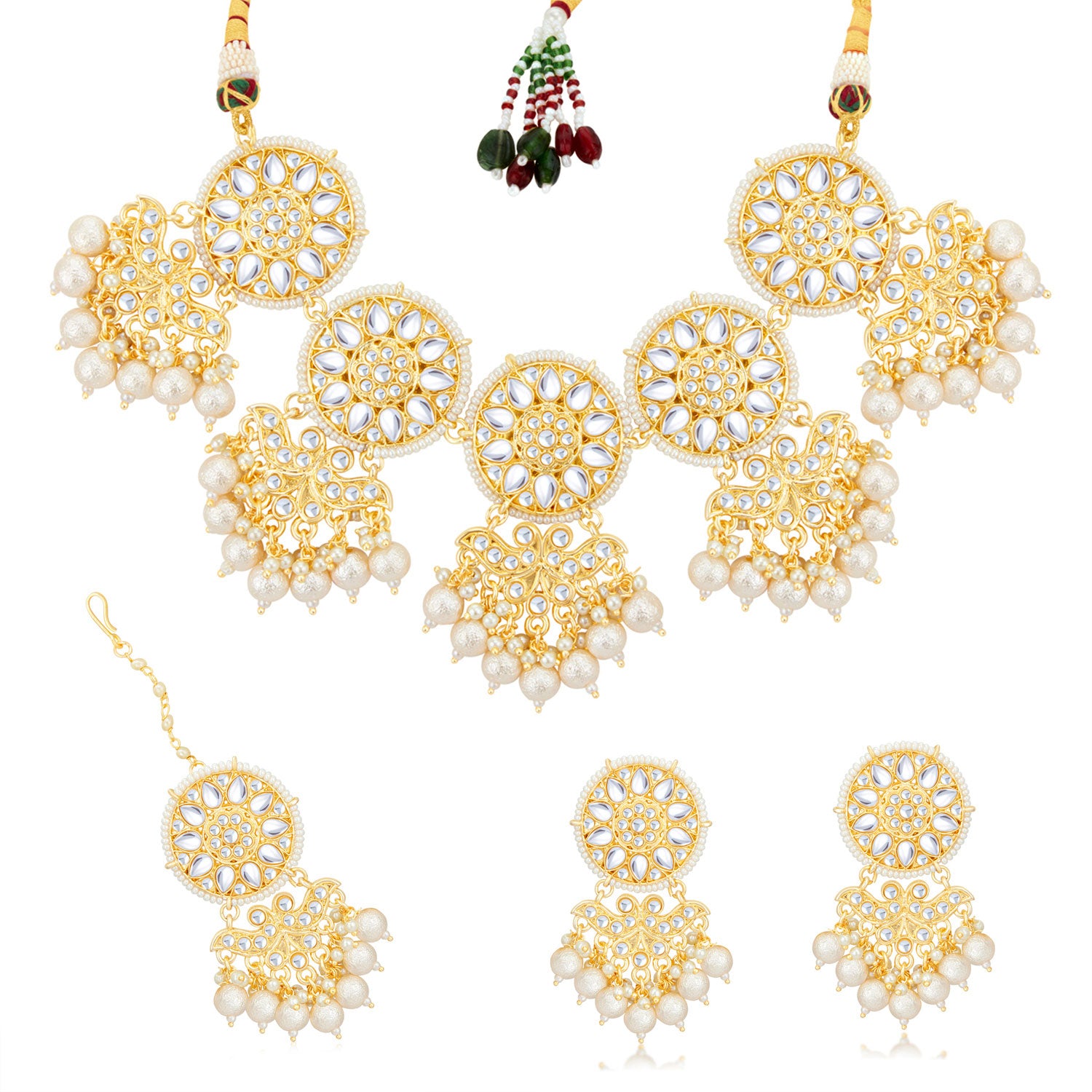 Sukkhi Marquise Gold Plated Kundan & Pearl Choker Necklace Set Worn By Karisma Kapoor