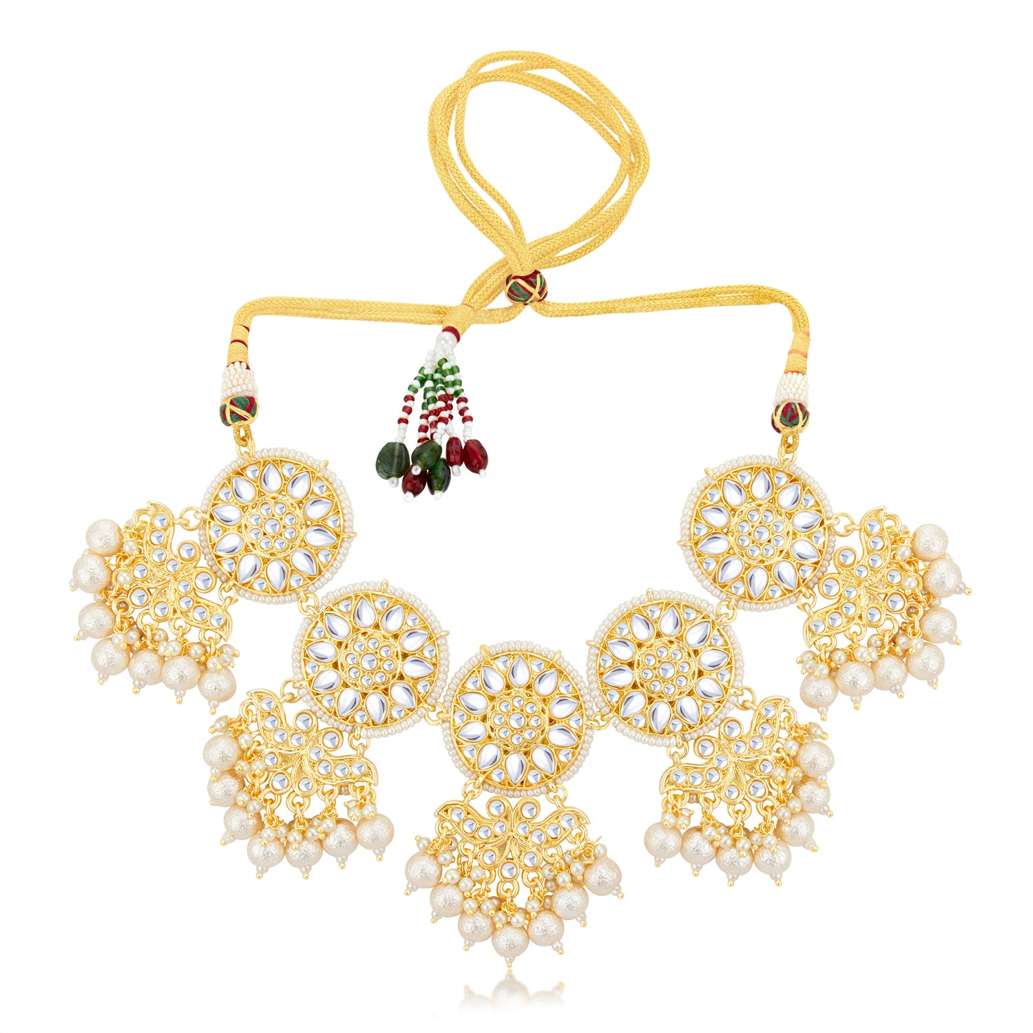 Sukkhi Marquise Gold Plated Kundan & Pearl Choker Necklace Set Worn By Karisma Kapoor