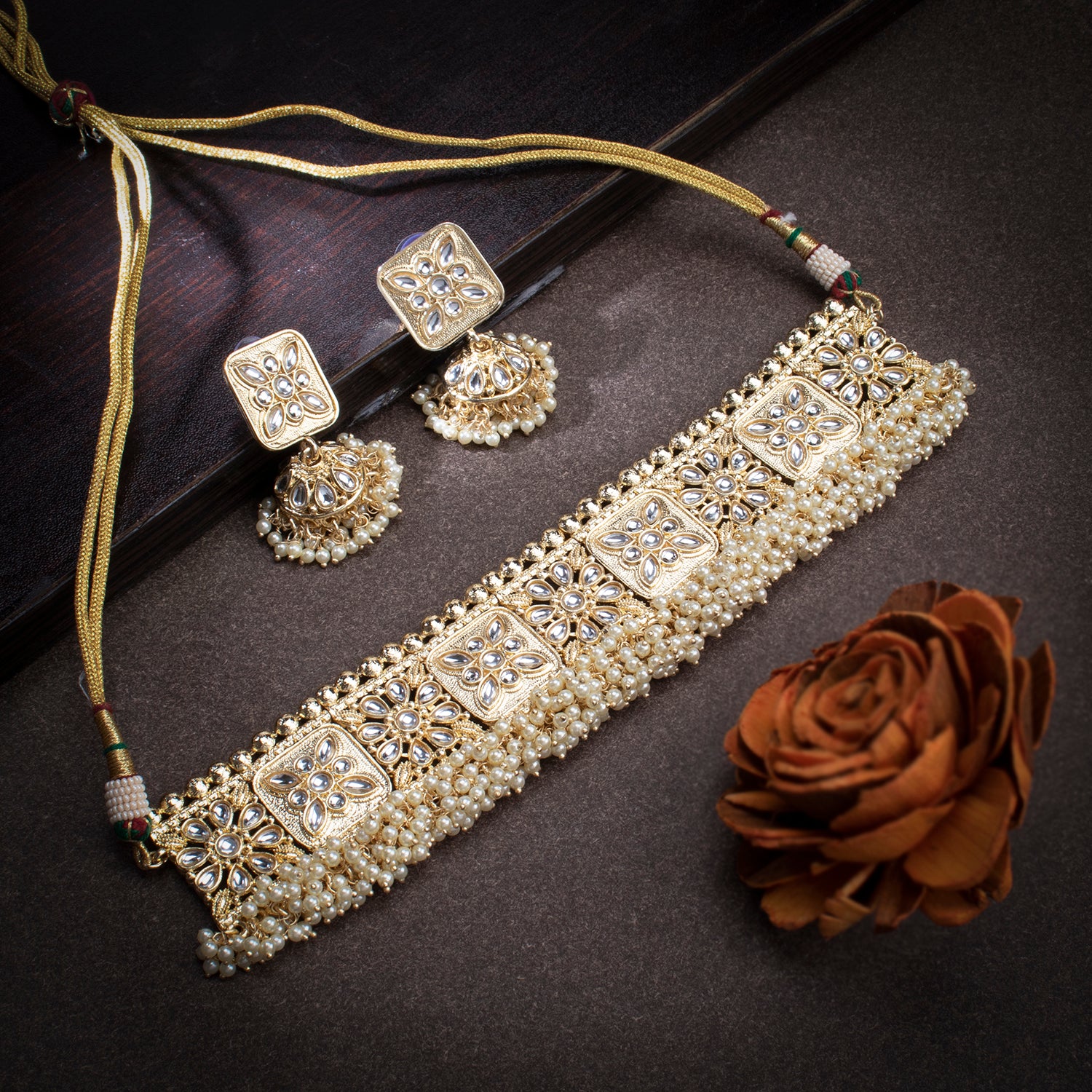 kundan necklace set | pearl jewellery set | pakistani jewellery  setBeautiful Premium Quality Choker Neaklace With