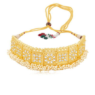 Sukkhi Adorable Gold Plated Kundan & Pearl Choker Necklace Set Worn By Karisma Kapoor