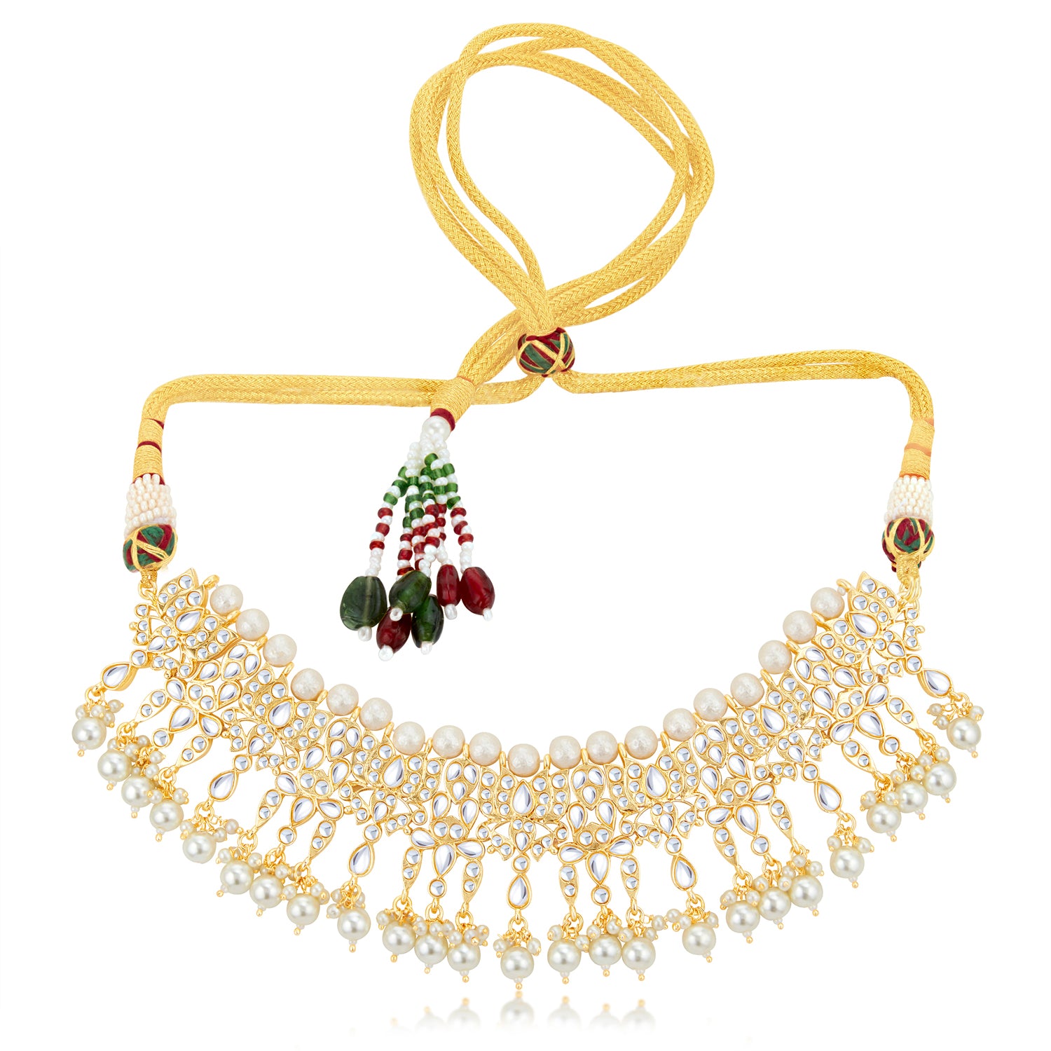 Sukkhi Elegant Kundan Gold Plated Pearl Choker Necklace Set Worn By Karisma Kapoor