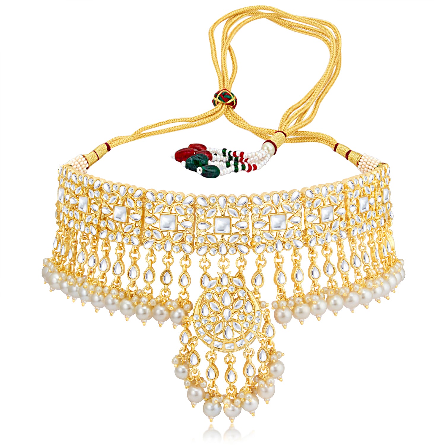 Sukkhi Exclusive Gold Plated Kundan & Pearl Choker Necklace Set Worn By Karisma Kapoor