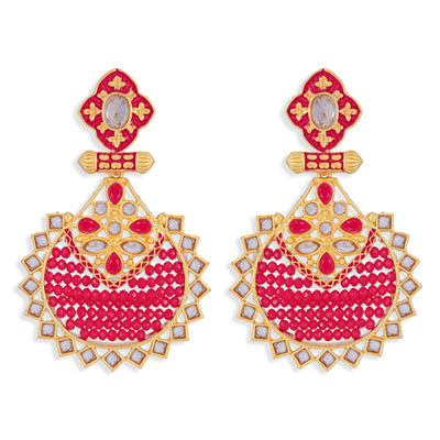 Sukkhi Classy Gold Plated Kundan Meenakari Dangle Earring for Women (SKR85717)