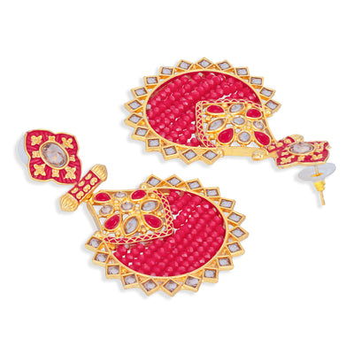 Sukkhi Classy Gold Plated Kundan Meenakari Dangle Earring for Women (SKR85717)