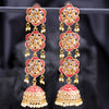 Sukkhi Dazzling Pearl Gold Plated Floral Meenakari Chandelier Earring for Women