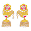 Sukkhi Lovely Gold Plated Sparrow Floral Meenakari Jhumki Earring for Women