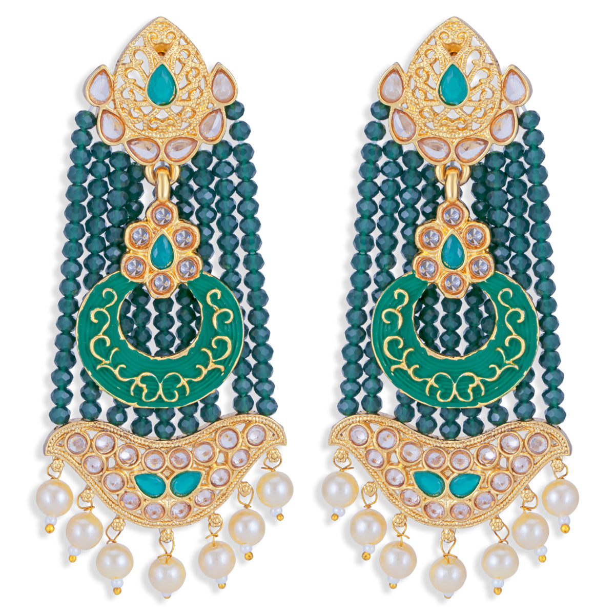 Sukkhi Classy Pearl Gold Plated Kundan Meenakari Dangle Earring for Women