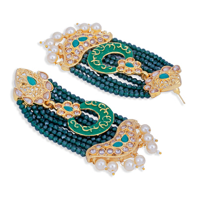 Sukkhi Classy Pearl Gold Plated Kundan Meenakari Dangle Earring for Women