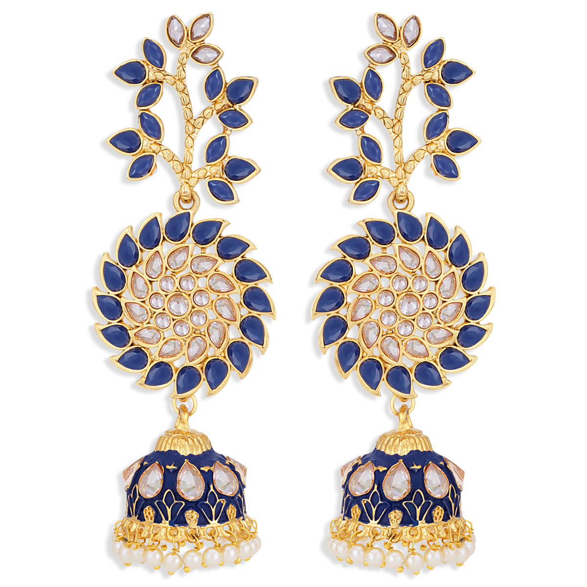 Sukkhi Spectacular Pearl Gold Plated Kundan Meenakari Jhumki Earring for Women