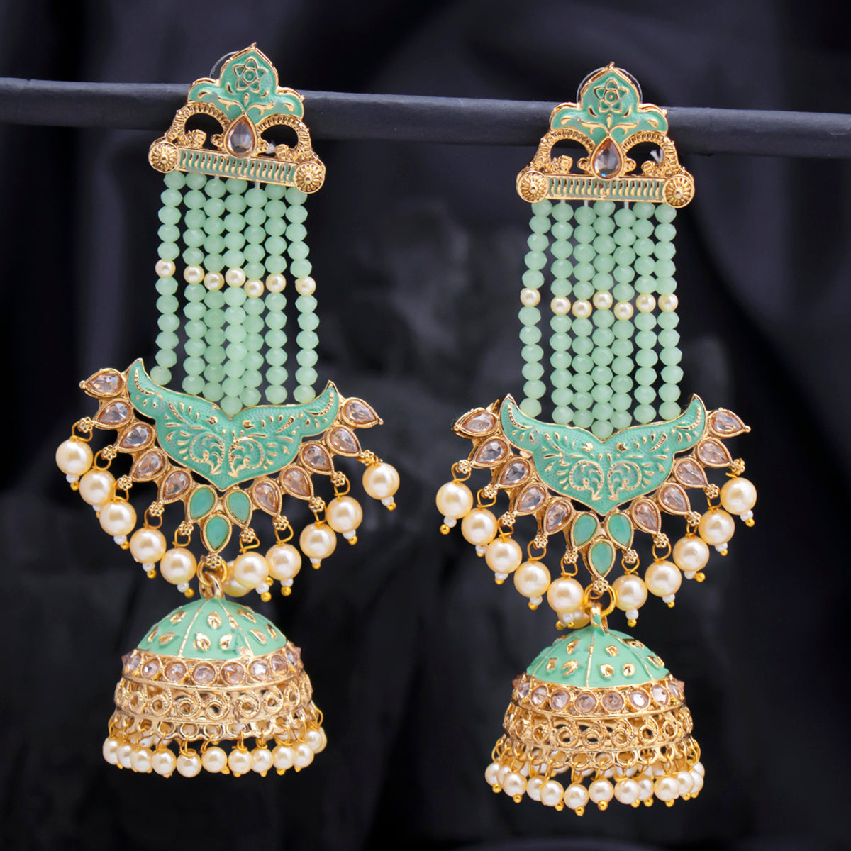 Sukkhi Splendid Pearl Gold Plated Kundan Meenakari Jhumki Earring for Women (SKR85744)