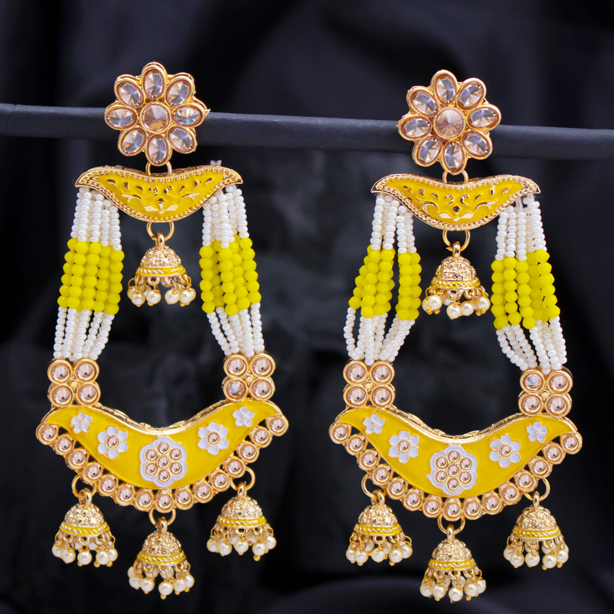 Sukkhi Gleaming Pearl Gold Plated Kundan Meenakari Jhumki Earring for Women (SKR85756)