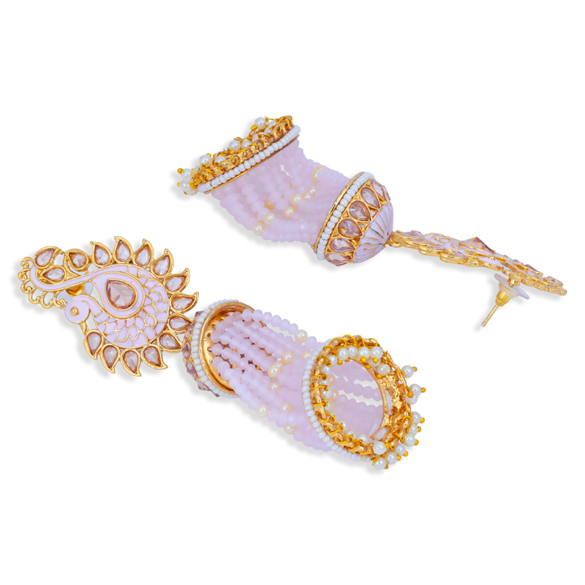 Sukkhi Elegant Pearl Gold Plated Peacock Meenakari Jhumki Earring for Women (SKR85757)