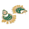 Sukkhi Ethnic Pearl Gold Plated Peacock Meenakari Chandbali Earring for Women