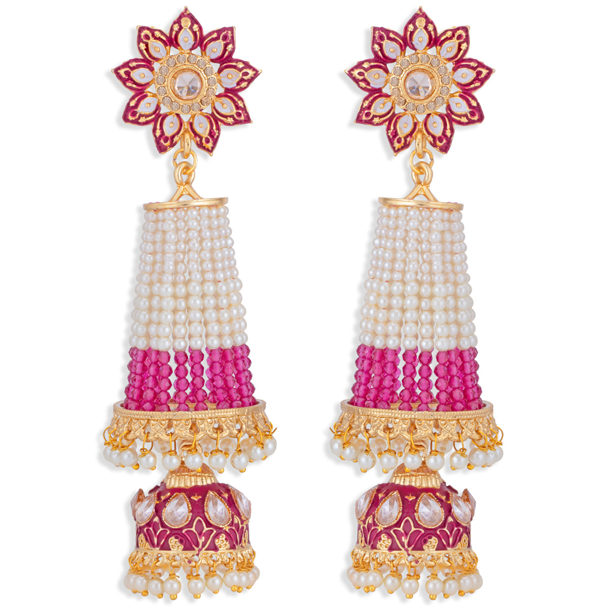 Sukkhi Amazing Pearl Gold Plated Kundan Meenakari Jhumki Earring for Women (SKR85770)