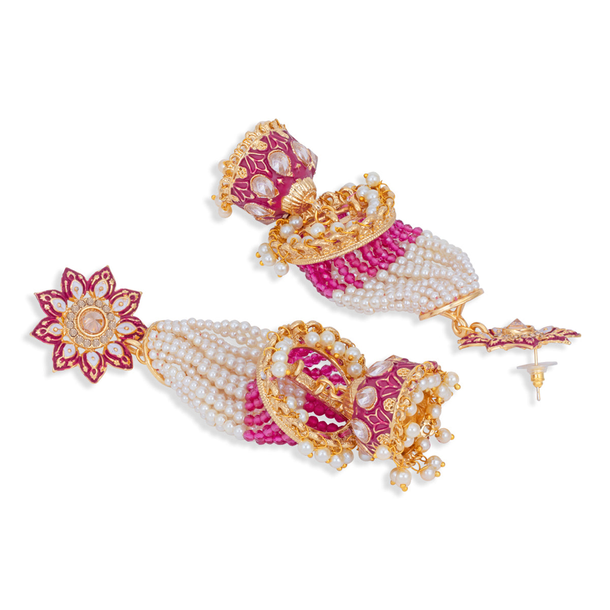 Sukkhi Amazing Pearl Gold Plated Kundan Meenakari Jhumki Earring for Women (SKR85770)