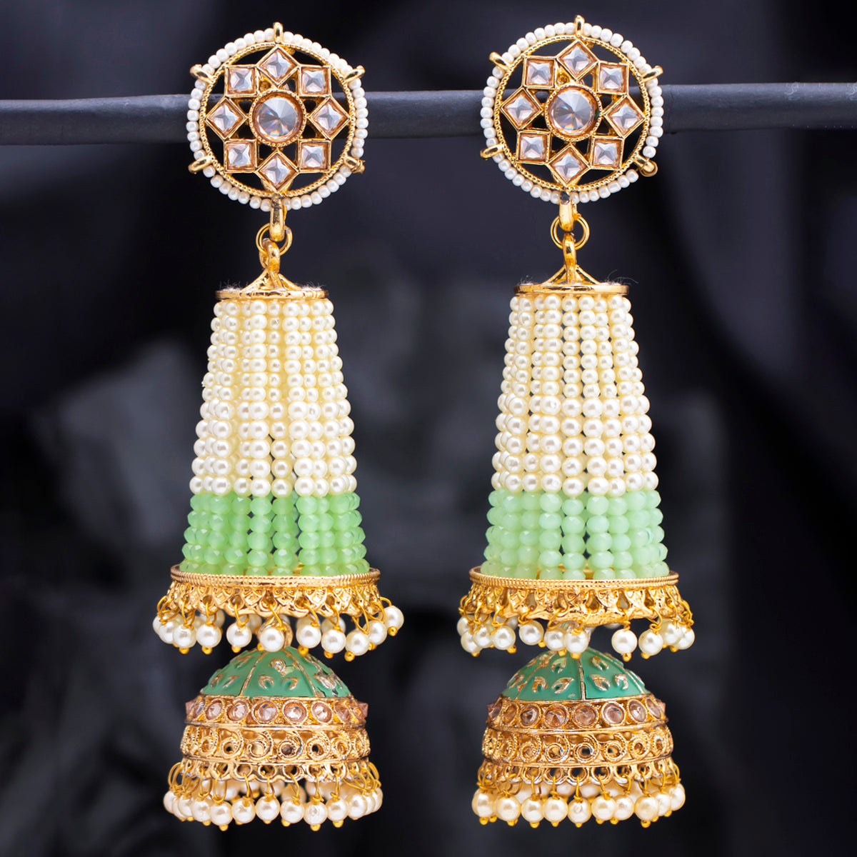 Sukkhi Pretty Pearl Gold Plated Kundan Meenakari Jhumki Earring for Women (SKR85773)