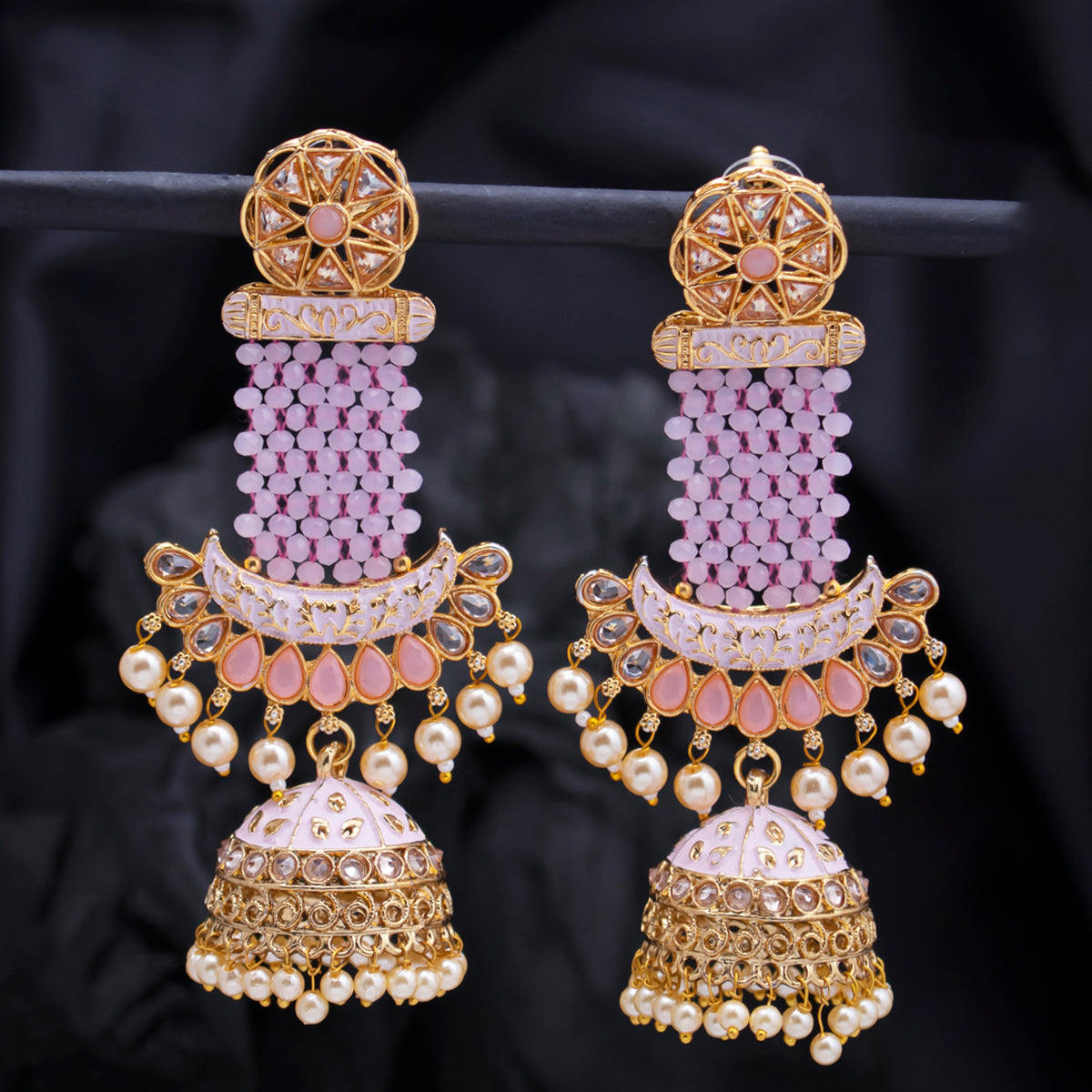 Sukkhi Delightful Pearl Gold Plated Kundan Meenakari Jhumki Earring for Women (SKR85777)