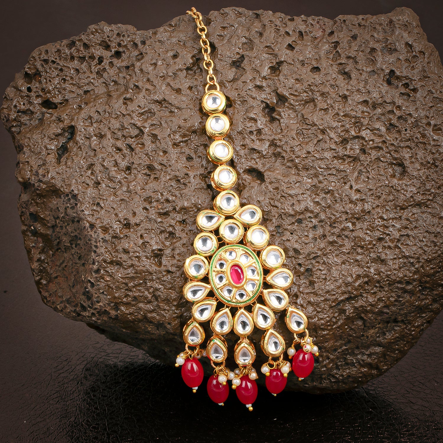 Sukkhi Equisite Kundan Gold Plated Pearl Maangtikka for Women