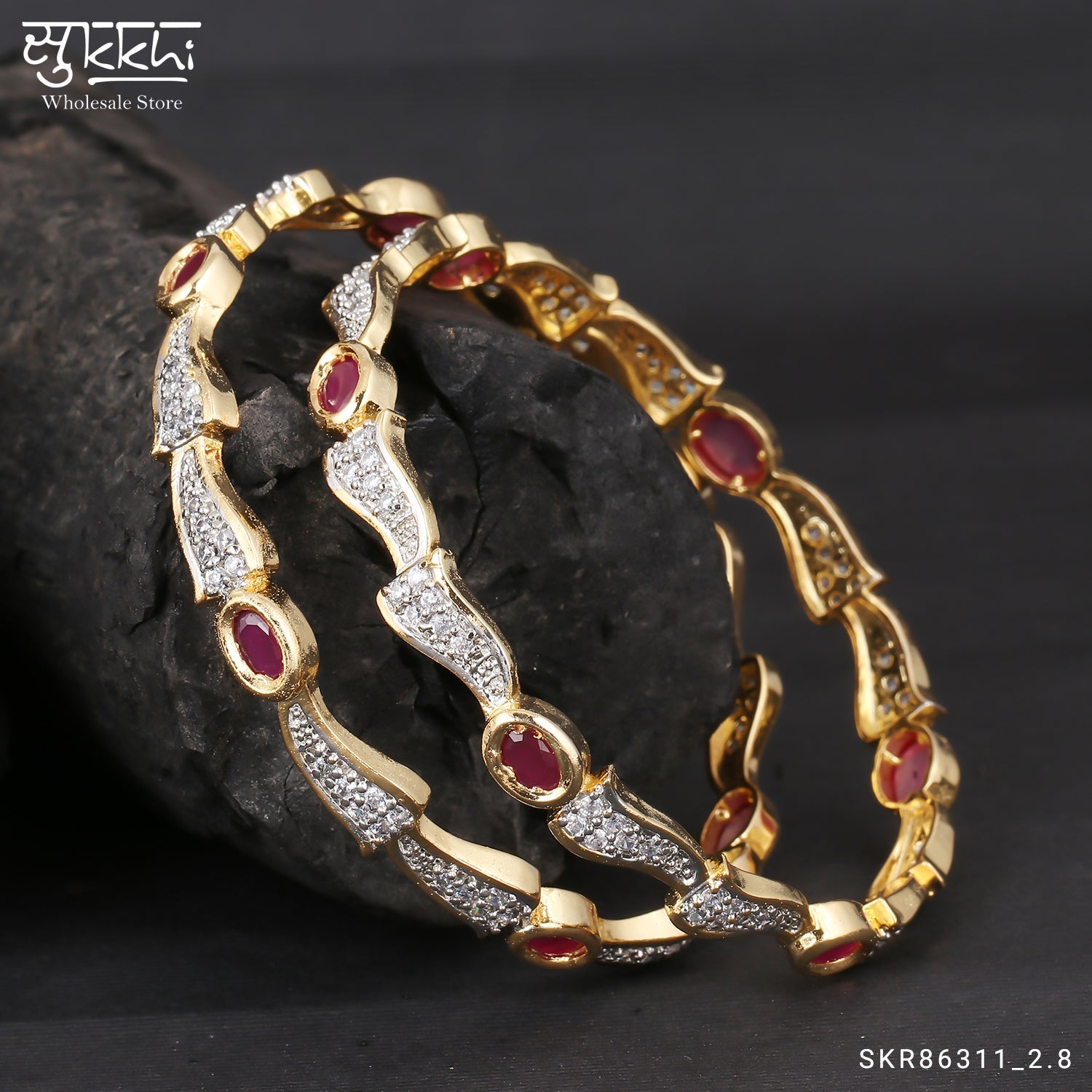 Sukkhi Splendid Adorable Gold Plated CZ Bangles for Women