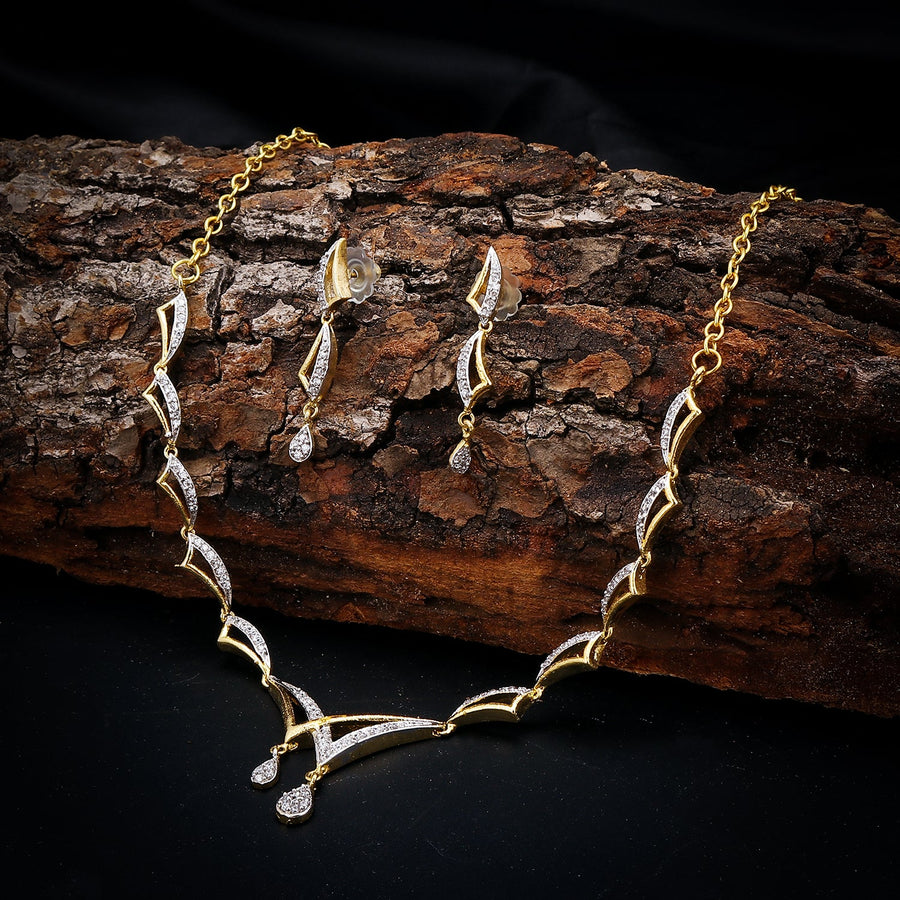 Sukkhi Attractive Sling Gold Plated CZ Necklace Set for Women