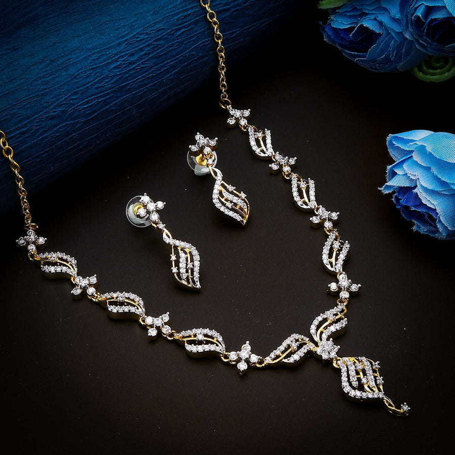 Sukkhi Incredible Glorious Gold Plated CZ Necklace Set for Women