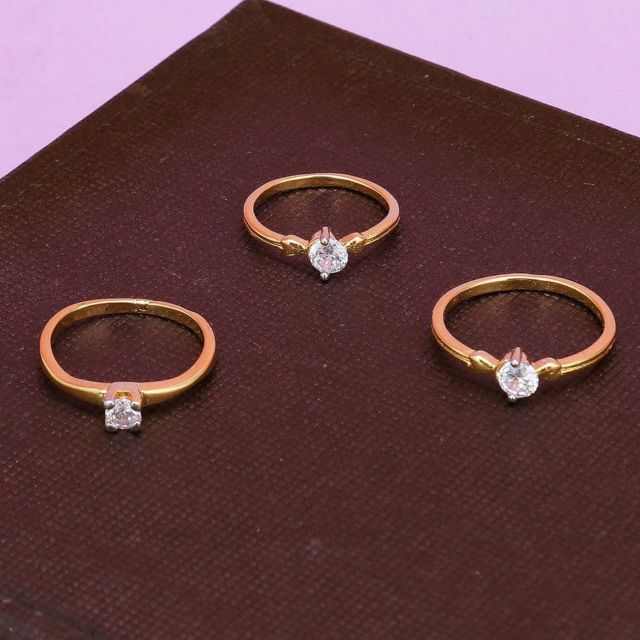 Sukkhi Fabulous 3 Combo Gold Plated CZ Ring for Women
