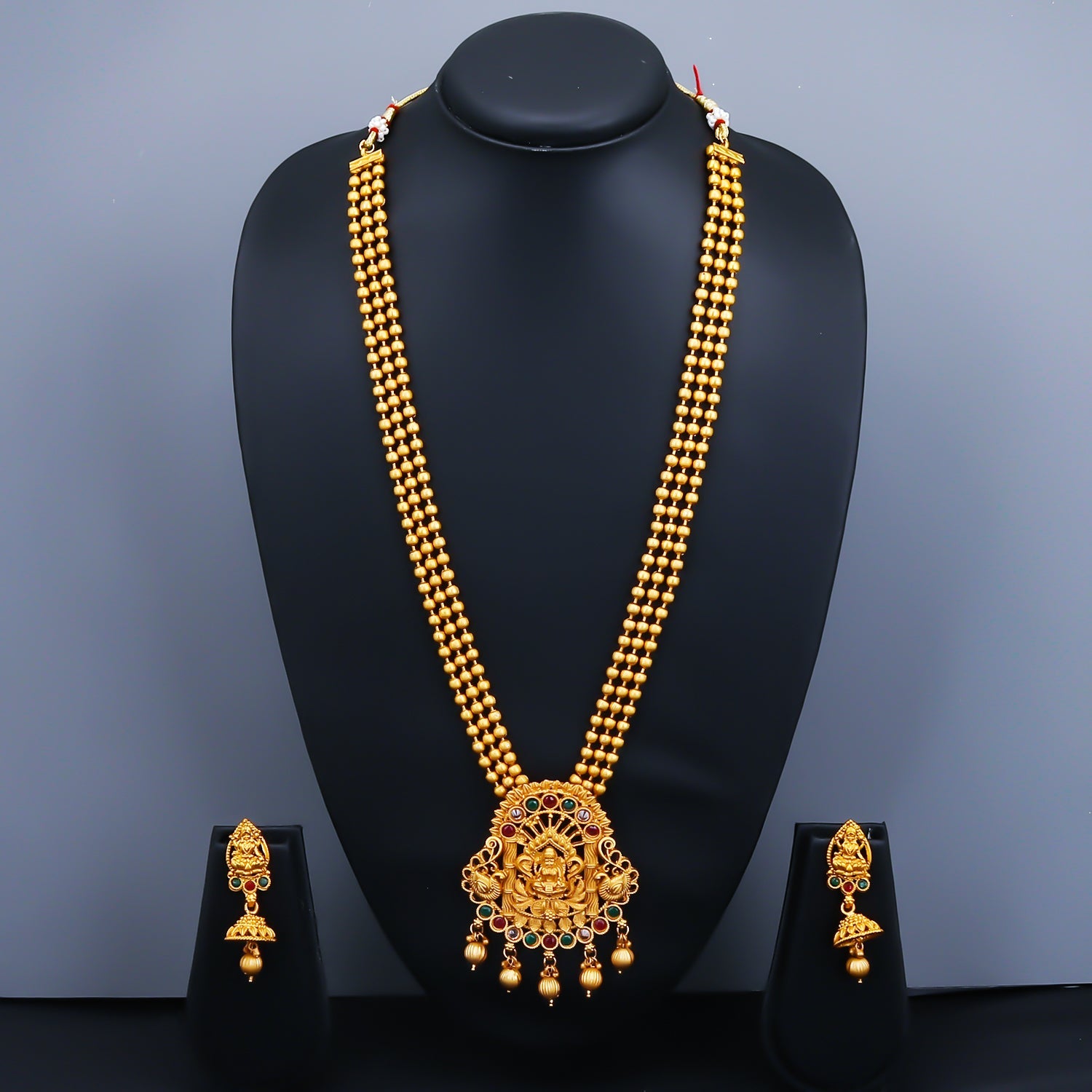 Sukkhi Goddess Laxmi Gold Plated Long Temple Necklace Set for Women
