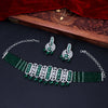 Sukkhi Eye Catching Green CZ Rhodium Plated Necklace Set for Women