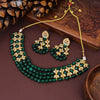 Sukkhi Glitzy Green Choker Pearl Gold Plated Necklace Set for Women