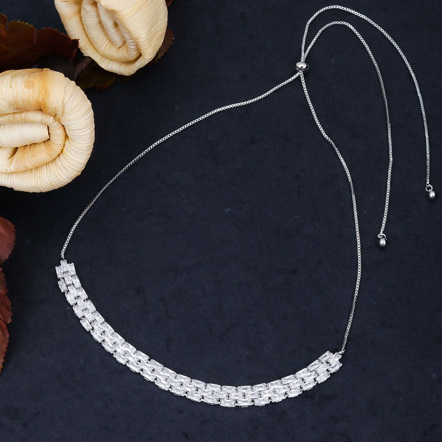 Sukkhi Shimmering Choker CZ Rhodium Plated Necklace for Women