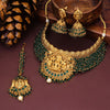 Sukkhi Goddess Lakshmi Choker Green Pearl Gold Plated Necklace Set for Women