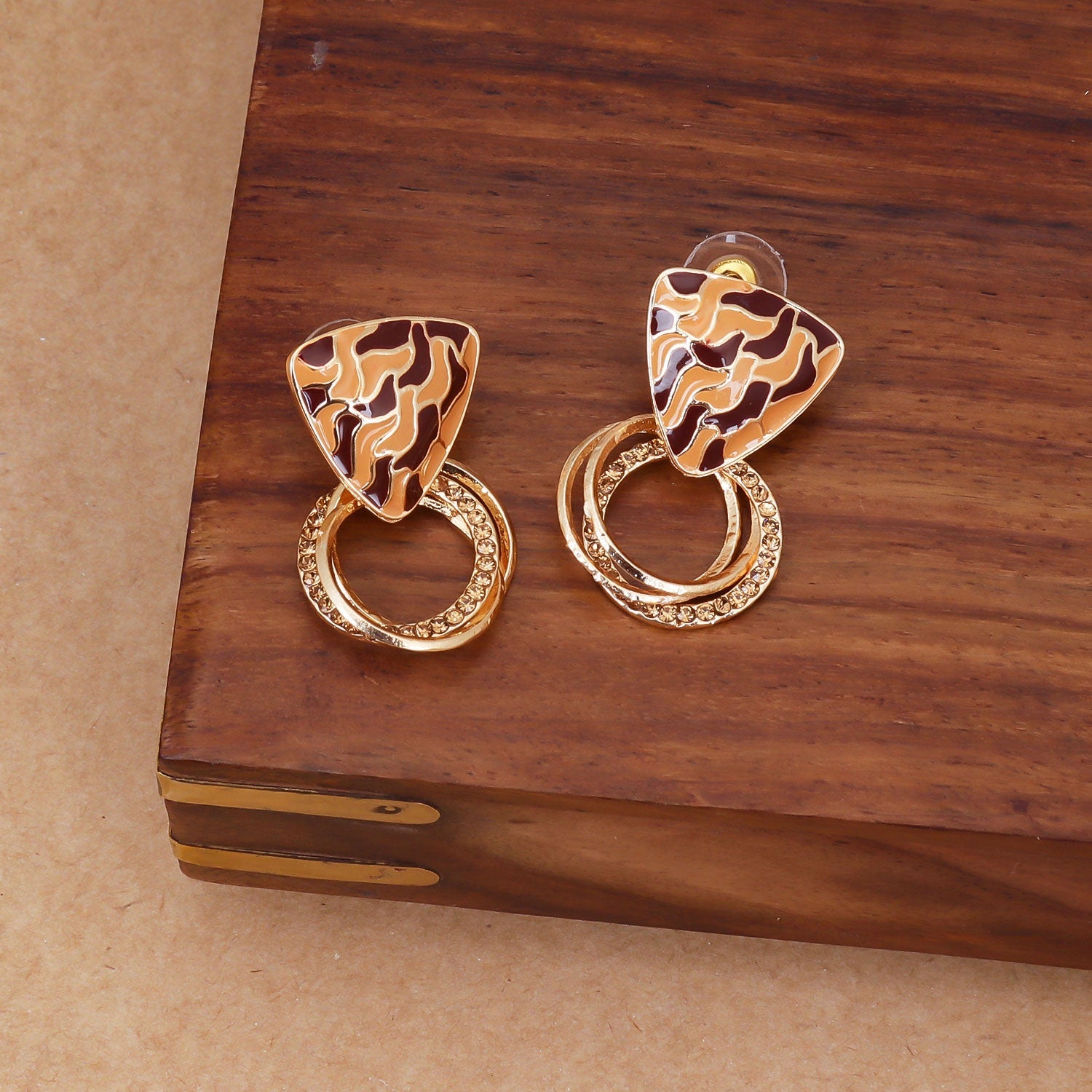 Sukkhi Golden Modern AD Drop Gold Plated  Earring for Women