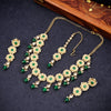 Sukkhi Spectacular Green Reverse AD & Pearl Gold Plated Necklace Set for Women