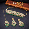 Sukkhi Equisite Green Reverse AD & Pearl Gold Plated Necklace Set for Women