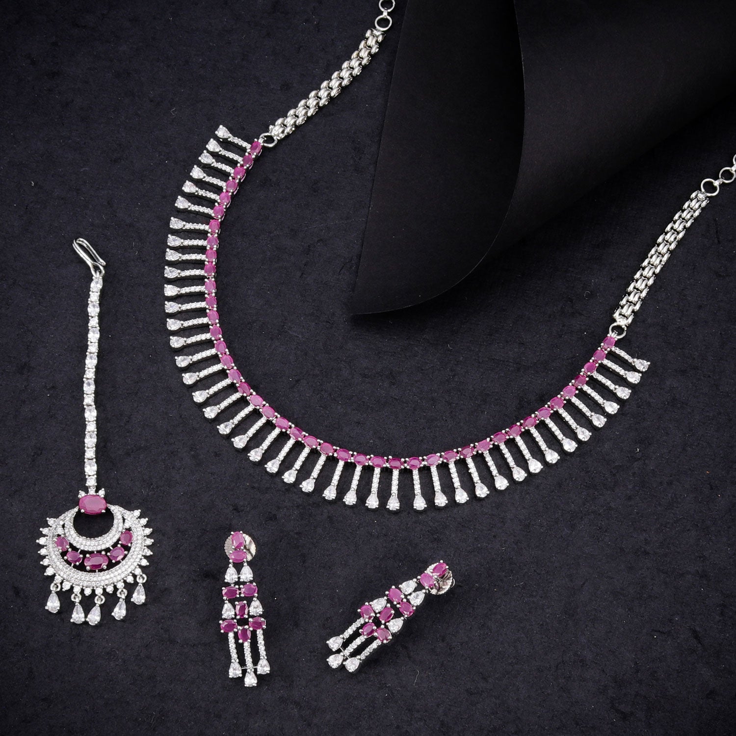 Sukkhi Graceful Purple Reverse AD & Pearl Gold Plated Necklace Set for Women