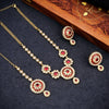 Sukkhi Splendid Marron Reverse AD & Pearl Gold Plated Necklace Set for Women