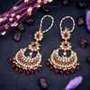 Sukkhi Attractive Ruby Reverse AD & Pearl Gold Plated Dangle Earring for Women