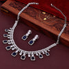Sukkhi Alluring CZ Choker Navy Blue Rhodium Plated Necklace Set For Women
