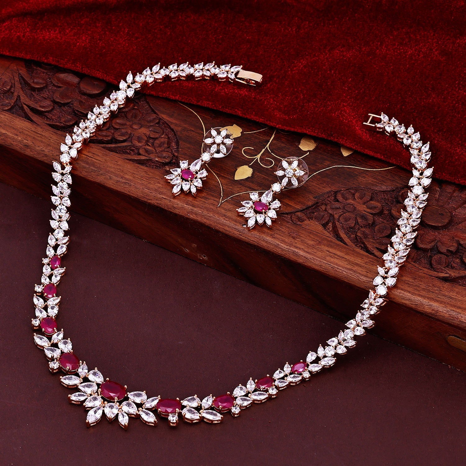 Cz ruby hot sale necklace sets