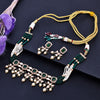 Sukkhi Eye Catching Kundan & CZ Choker Green Gold Plated Necklace Set For Women