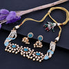 Sukkhi Youthful CZ & Pearl Choker Blue Gold Plated Necklace Set For Women