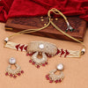 Sukkhi Exclusive Kundan & Pearl Choker Maroon Gold Plated Necklace Set For Women
