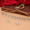 Sukkhi Delightful Kundan & Pearl Choker Golden Gold Plated Necklace Set For Women