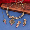 Sukkhi Ravishing Reverse AD & Pearl Choker Gold Plated Necklace Set For Women