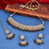 Sukkhi Glamorous Marquise Reverse AD & Pearl Choker Gold Plated Necklace Set For Women