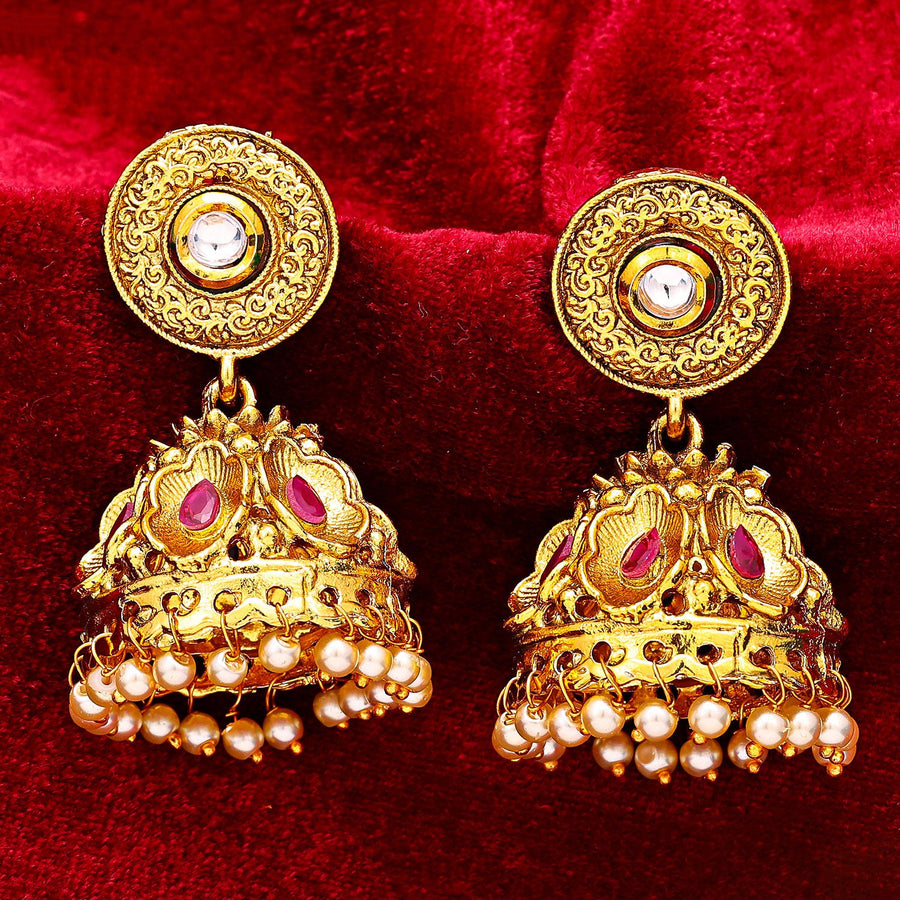 Stylish Antique Gold Jhumka Earrings Trending Artificial Jewellery Designs  J25707